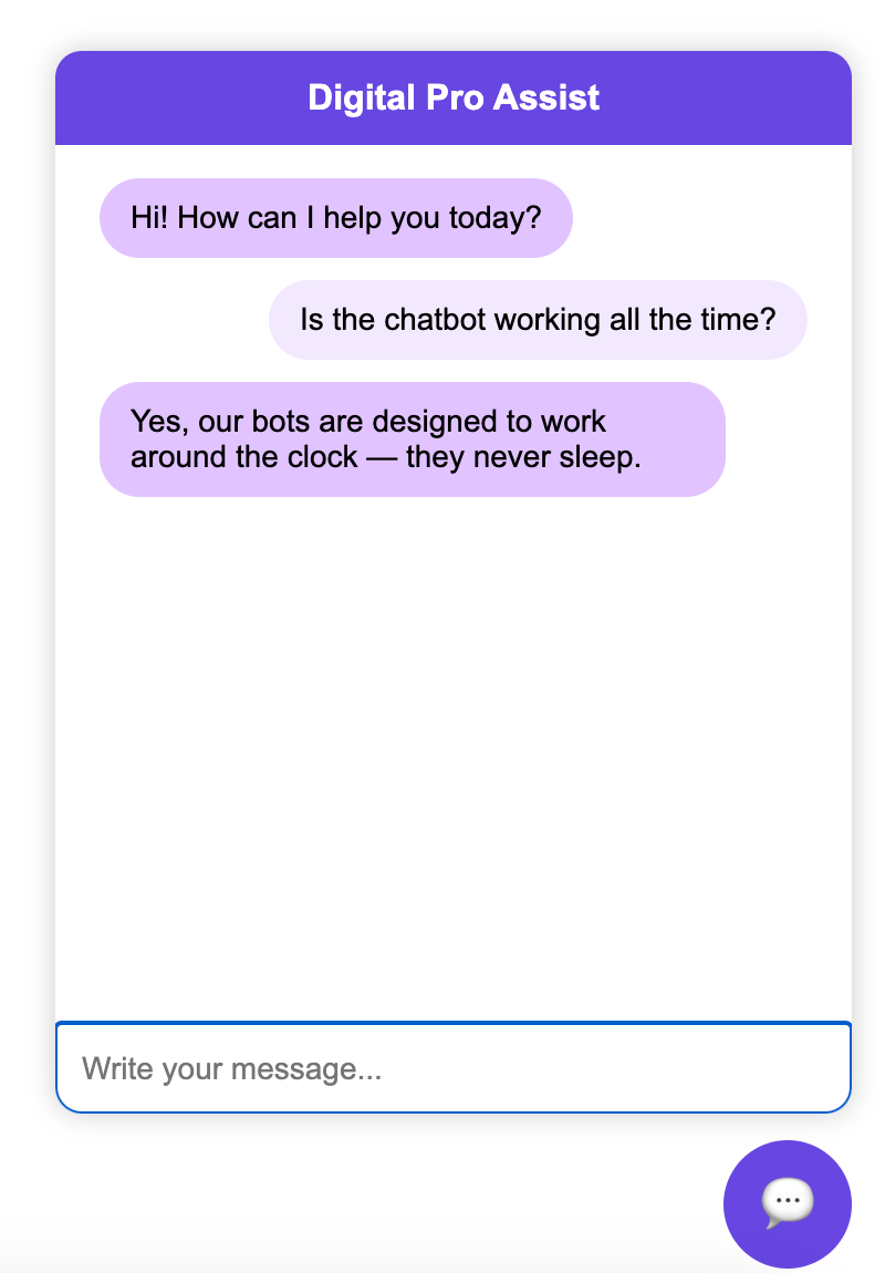 Widget chatbot website